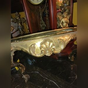 Mcm Gilt gold VINTAGE Ornate wall shelf syroco type material